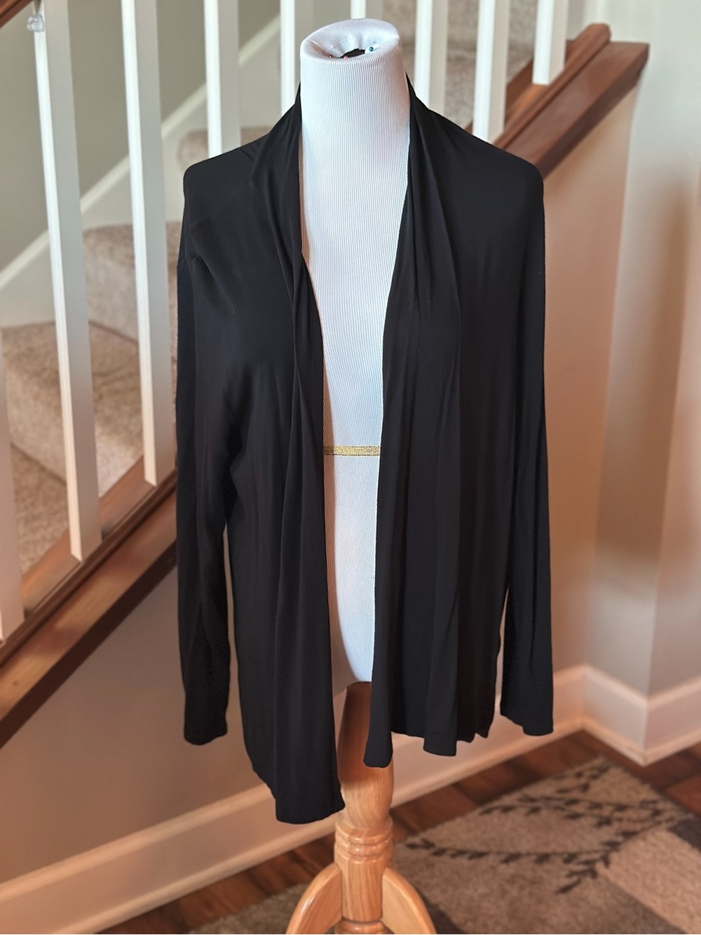 croft & barrow Black Open-Front Draped Cardigan - C1071